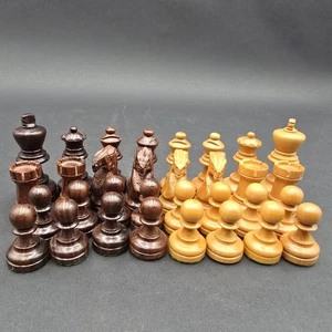 Replacement Wood Chess Pieces Full set Felted Bottom Wooden Chess Piece - Picture 1 of 7