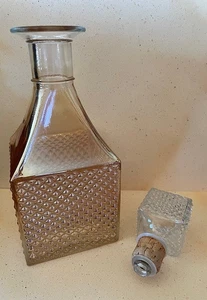 Vintage Old Forester Decanter ~ Iridescent Square Diamond Glass - Picture 1 of 15