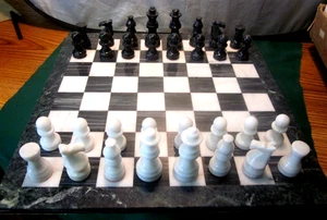 Black and White Marble Chess Set 15 3/4” Board Game for Adults – Gift Home Decor - Picture 1 of 4