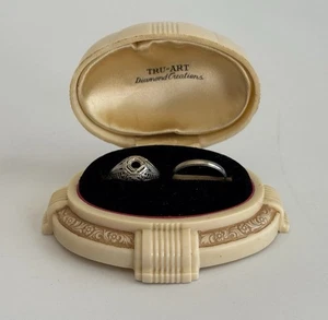 Antiker 18K Art Deco filigraner Ring Gr. 6,5 + 18K Band Gr. 6 gemarkt & Tru-Art Box - Bild 1 von 15