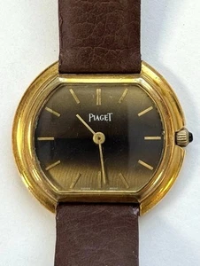 Piaget 18k Gold Electroplated Fancy Case Brown Graident Dial 32mm Manual Watch - Picture 1 of 10