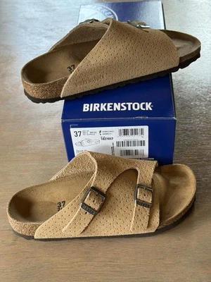 Birkenstock Sandals Size 37 Narrow Zurich BS Slides Suede Dots New Beige NEW - Image 1 of 4