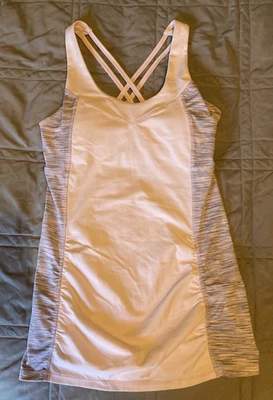 KYODAN Athletic Stretch Work Out Tank Top built-in SPORTS BRA Pink Gray Strappy  - Image 1 of 4