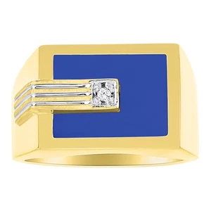 Rylos Yellow Gold Plated Silver Simulated Blue Quartz & Diamond Ring - Picture 1 of 3