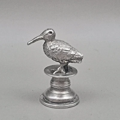 Estatuilla de gallo leñador miniatura de plata maciza soporte para tarjetas John C. Vickery 1906 Foto 1 de 4