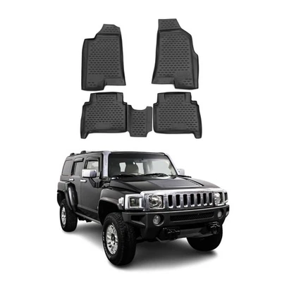 OMAC Floor Mats Liner for Hummer H3/H3T 2006-2010 Black TPE All-Weather 4 Pcs - Image 1 of 4