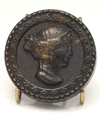 Antique Pressed Horn Female Profile CAMEO Button - 7/8" (T3) - Image 1 of 3