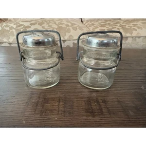 Salt & Pepper Shakers – 1893 FP Canning Jars with Wire Clasp, Set of 2 - Picture 1 of 7