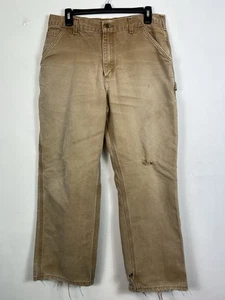 Vintage Y2K Carhartt Canvas Hose Duck B11 Brn Faded Stained 34x30 Distressed - Bild 1 von 7