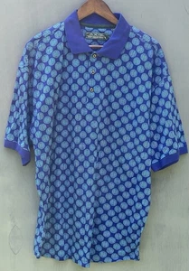 Vintage AXIS Golf Collections Polo Shirt XL Blue Geometric 100% Cotton Thailand - Picture 1 of 5