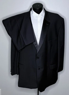 Pronto Uomo 58R 53x26 (+2") Black Wool Mens Coat Jacket Pants Suit Tuxedo Tux - Image 1 of 4