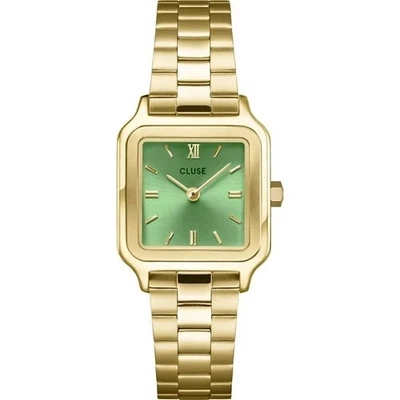 Orologio Cluse Gracieuse Petite CW11809 Watch Quadrato Verde Acciaio Dorato Oro - Immagine 1 di 4