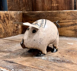 Weißes recyceltes Metallschwein 5" Höhe - Bild 1 von 2