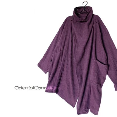 УНИСЕКС】Свободный шеи Haori верхний хлопок фиолетовый богемное готики этнический хиппи хиппи - Изображение 1 из 4