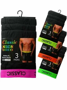 3 Hombres Clásico Deportes Algodón Boxer Pantalones Cortos Trunks Ropa Interior (Neon Waistband) - Imagen 1 de 1