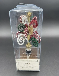 NIB PIER 1 IMPORTS Beaded Christmas Tree Holiday Wine Bottle Stopper 8" Whimsy - Picture 1 of 5