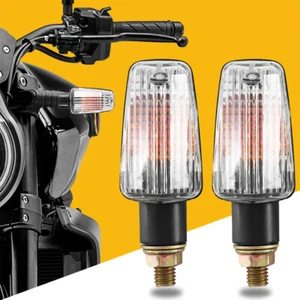 Mini Motorcycle LED Turn Signals Blinker Light Indicator Amber Lamp Clear Lens - Picture 1 of 9