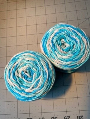 ** #12 ONE Lot of 2 Peaches n Cream Yarn 204 yds 4 oz 100% Cotton Spring Blue - Image 1 of 3