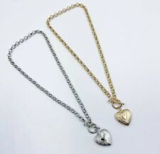  T Bar larret GOLD Silver heart Locket Pendant Chain Necklace FREE GIFT BOX 275