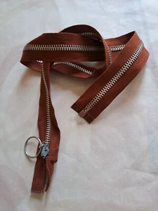 Cerniera Chiusura Zip Lampo Divisibile Marrone Catena Metallo Argento Cm 70 - Foto 1 di 2