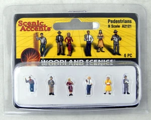 N Scale Pedestrians (6 Pcs) - Woodland Scenics #A2121 - Picture 1 of 2