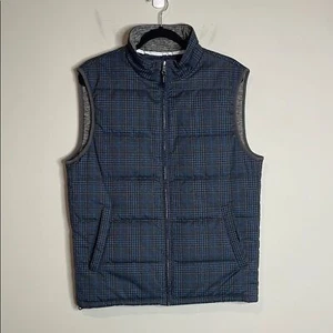 Chaleco Robert Graham Hombre Oswego Azul Gris A Cuadros Cremallera Completa Talla Mediana - Imagen 1 de 7