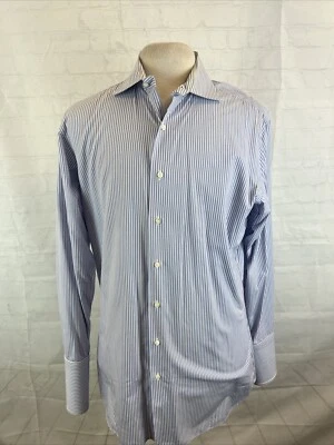 Burberry Men's Blue Stripe Cotton Dress Shirt 15.5-16 33/34 $695 - Image 1 of 4