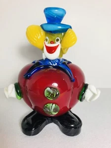 Vintage Murano Clown Glass Red Tomato Clown 7.5" Italian Blown Glass Figurine - Picture 1 of 10