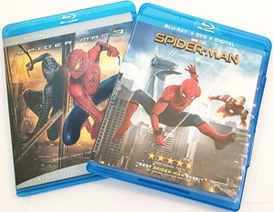 Marvel Sony MCU Spiderman 3 Blu-Ray/DVD & Spiderman Homecoming Movie with Case - Picture 1 of 2