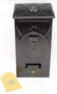 Vintage Fulton Black Satin G. Steel Letter Drop Mail Box w/ Keylock #128 USA NOS - Picture 1 of 14