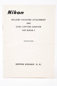 Mode d'emploi Bellows focusing attachment and slide copying adapter for Nikon F. - Photo 1 sur 4
