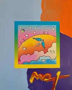 Angel Clouds On Blends by Peter Max - #439 Original Painting Mixed Media Signed - Picture 1 of 1
