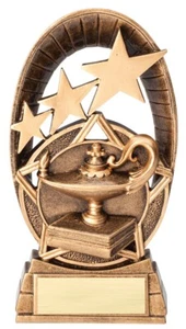 KNOWLEDGE LAMP ACADEMIC HONOR GOLD RESIN AWARD TROPHY 5.5" FREE ENGRAVING - Picture 1 of 1