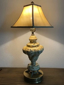 Pair of Vintage Italian Capodimonte Porcelain Table Cherub Gold Lamps - Picture 1 of 14