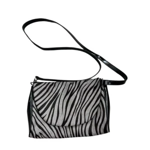 Zebra Pony Hair Clutch Patent Leather Shoulder bag Handbag Johnston & Murphy - Picture 1 of 15