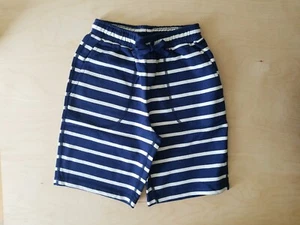 NWOT Hanna Andersson NAVY BLUE ECRU STRIPED FRENCH TERRY SHORTS 130 8 $36 - Picture 1 of 6