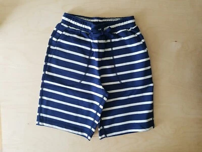 NWT Hanna Andersson  NAVY BLUE ECRU STRIPED FRENCH TERRY SHORTS 130 8  $36 - Image 1 of 4