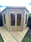 GARDEN SHED CORNER SUMMER HOUSE TANALISED SUPER HEAVY DUTY 9x9 19MM T&G. 3X2