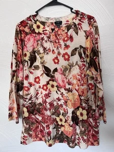 Suéter tejido floral de lana merino pura talla grande 2X Talbots para mujer - Imagen 1 de 6