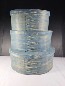 Bugholz Stapelbar Shaker Speisekammer Box Landhaus Chic 3er Set, Blau - Bild 1 von 11