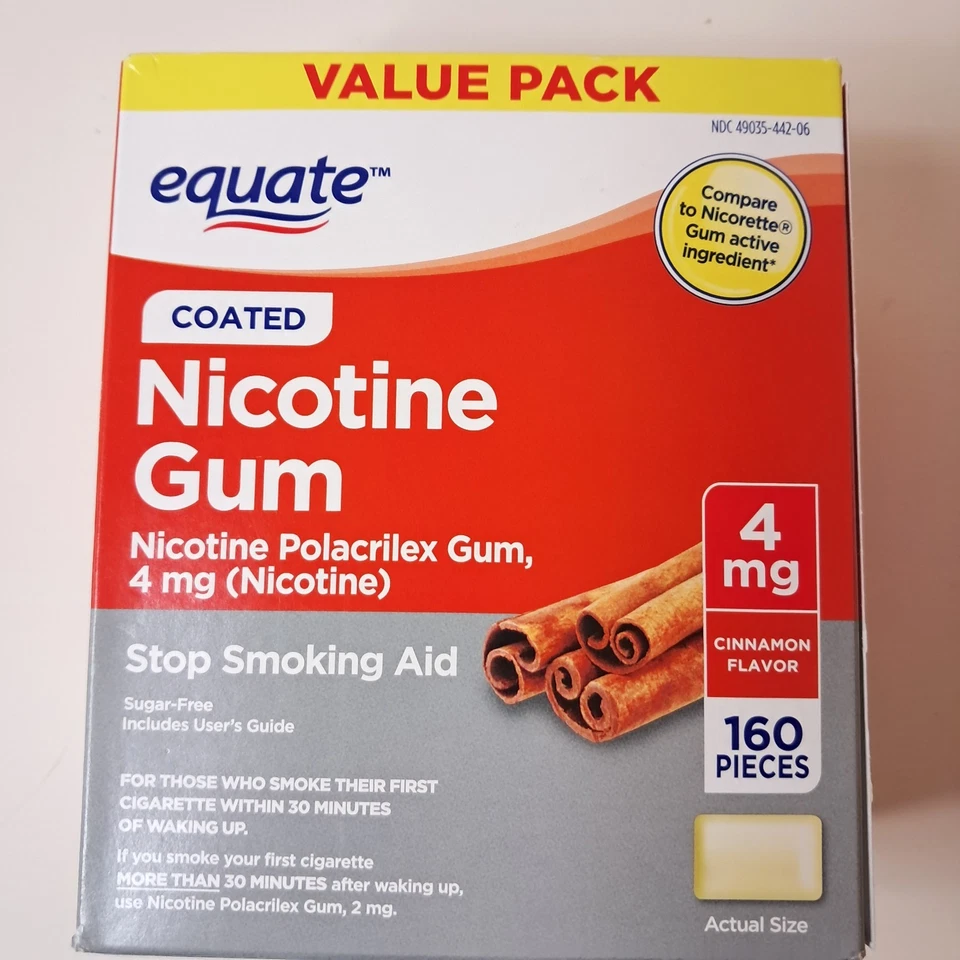 Goma de nicotina recubierta Equate 4 mg canela 160 piezas Foto 1 de 1