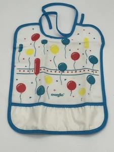 Baberos de bebé recién nacido Evenflo vintage con respaldo de plástico con corbatas globos bolsillo - Imagen 1 de 3