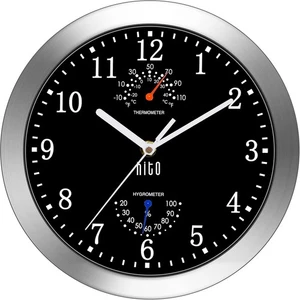 HITO 10 Zoll leise Wanduhr batteriebetrieben nicht tickend Glasabdeckung silber - Bild 1 von 8