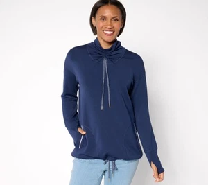 Belle by Kim Gravel ScubaLuxe Sweatshirt mit gerafftem Stehkragen und Taschen Twilight M - Bild 1 von 1