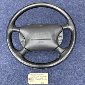 1994 Ford Mustang Cobra Leather Wrapped Steering Wheel - Black Svt OEM Complete - Picture 1 of 24