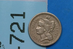 1872 3CN 3 THREE CENT NICKEL EARLY US TYPE COIN RAW-721 - Picture 1 of 2