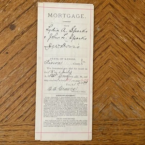 Antique Mortgage Document Kiowa Kansas 1908 - Picture 1 of 7