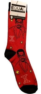 Unisex • EQUAL • Socks Crew Cotton Novelty Malcolm X • One Size - Image 1 of 4
