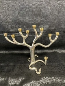 VINTAGE MenorahROSENTHAL SANDRA KRAVITZ BRASS TREE OF LIFE JUDAICA COLLECTION - Picture 1 of 10