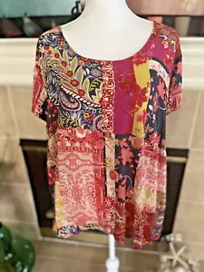 Woman JNY blouse size 2X High Low Design Wooden Buttons Down Back - Picture 1 of 11
